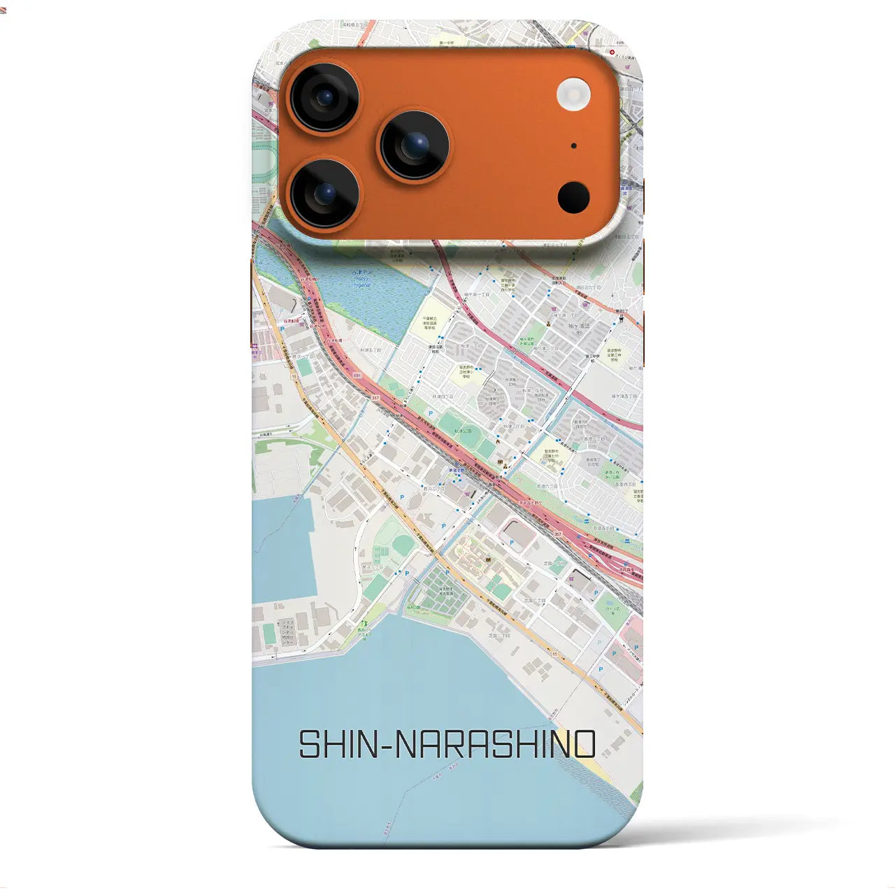 【新習志野(千葉県)】地図柄iPhoneケース(バックカバータイプ)