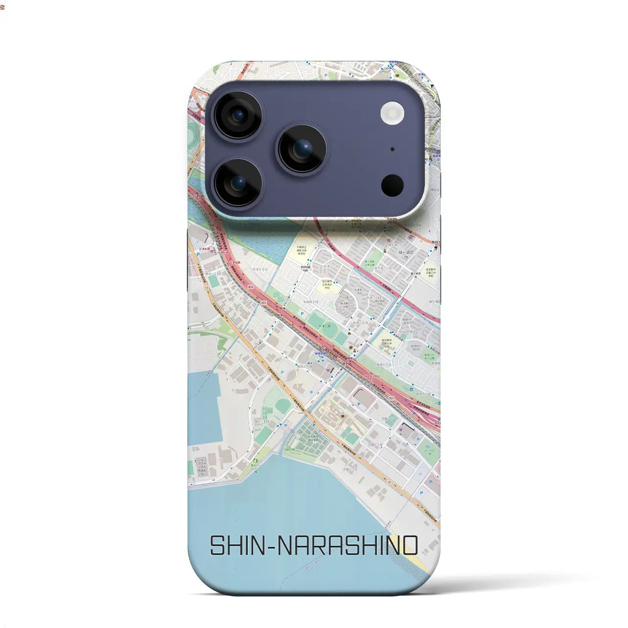【新習志野(千葉県)】地図柄iPhoneケース(バックカバータイプ)