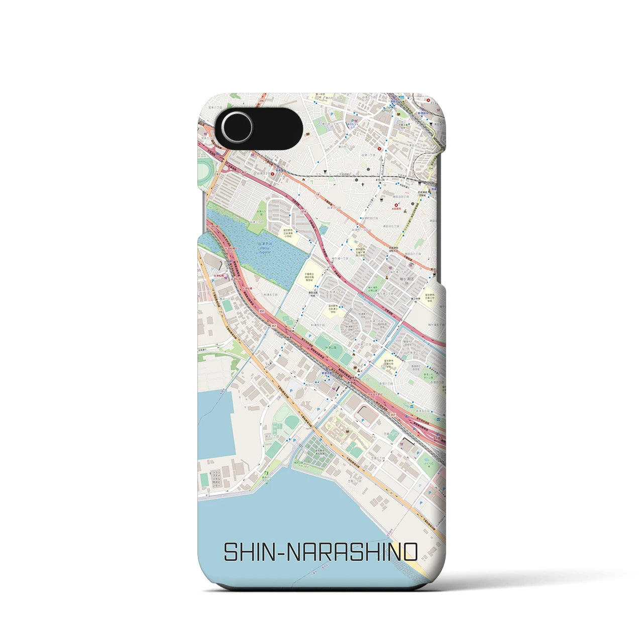 【新習志野(千葉県)】地図柄iPhoneケース(バックカバータイプ)