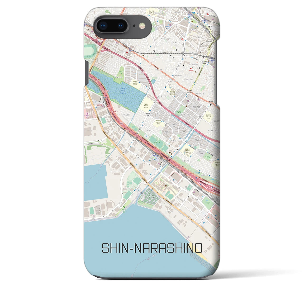 【新習志野(千葉県)】地図柄iPhoneケース(バックカバータイプ)