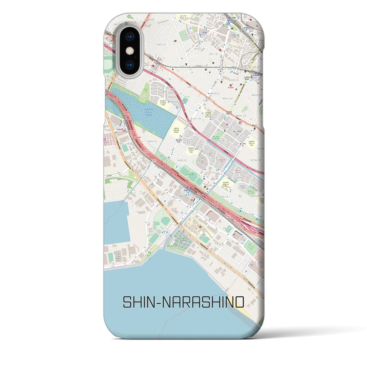 【新習志野(千葉県)】地図柄iPhoneケース(バックカバータイプ)