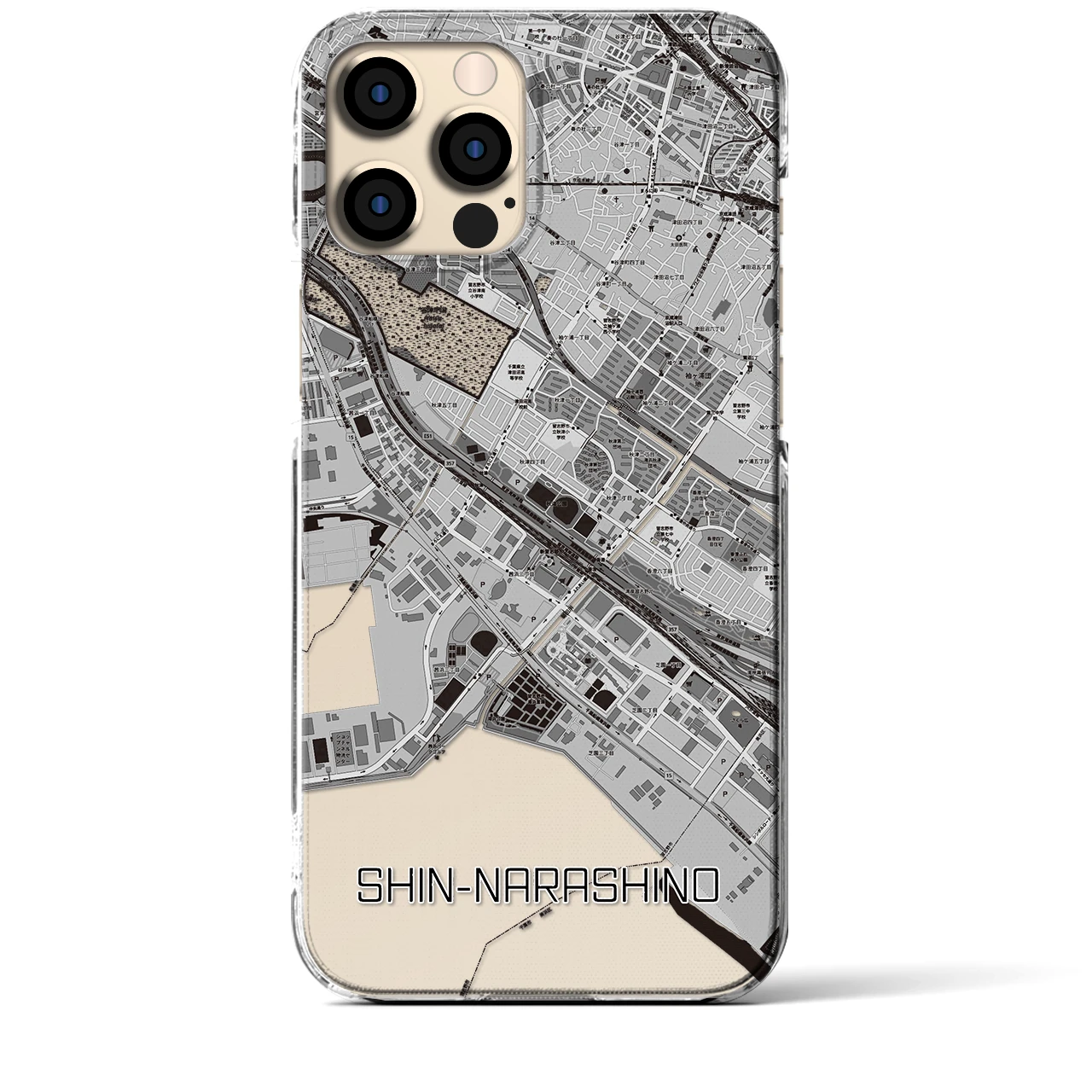 【新習志野(千葉県)】地図柄iPhoneケース(クリアタイプ)