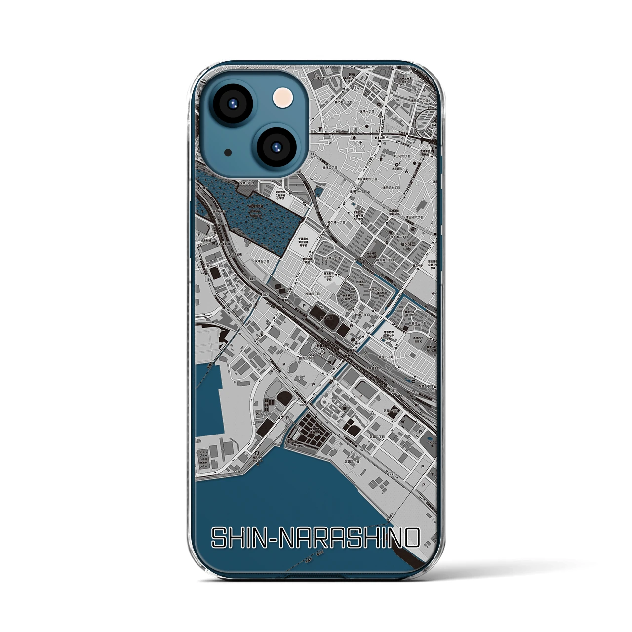 【新習志野(千葉県)】地図柄iPhoneケース(クリアタイプ)