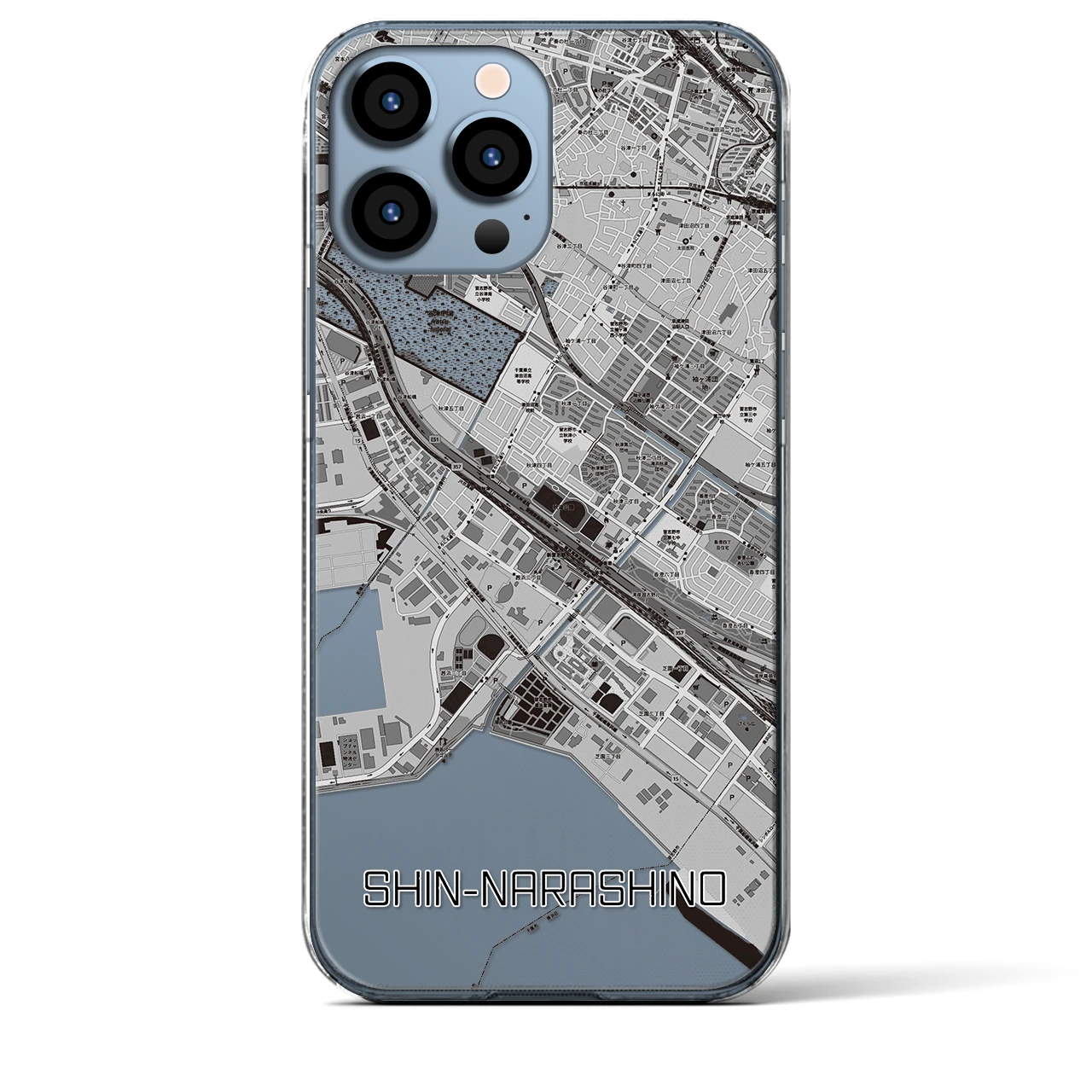 【新習志野(千葉県)】地図柄iPhoneケース(クリアタイプ)