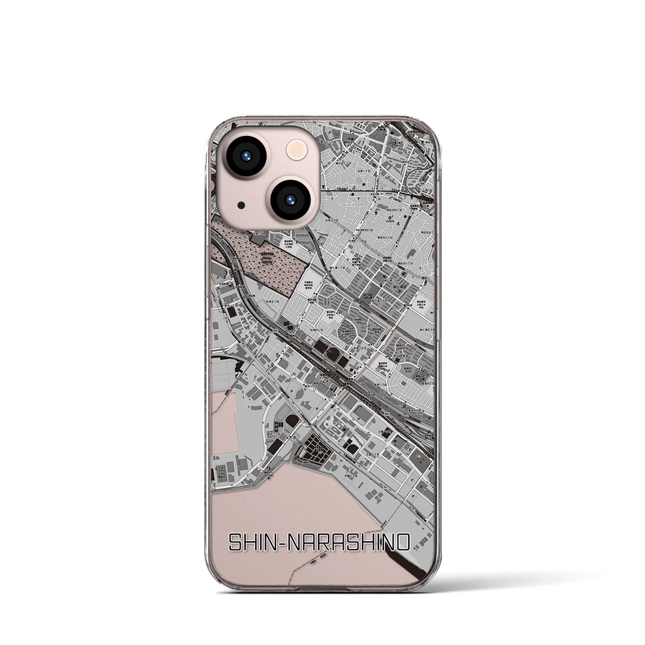 【新習志野(千葉県)】地図柄iPhoneケース(クリアタイプ)