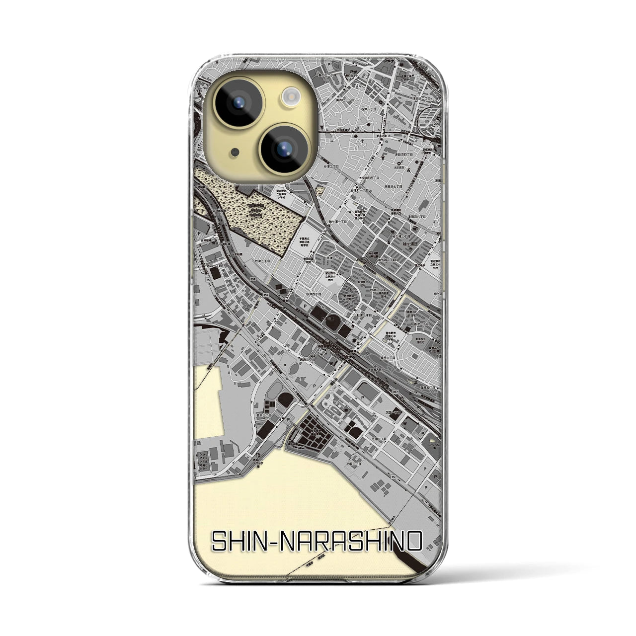 【新習志野(千葉県)】地図柄iPhoneケース(クリアタイプ)