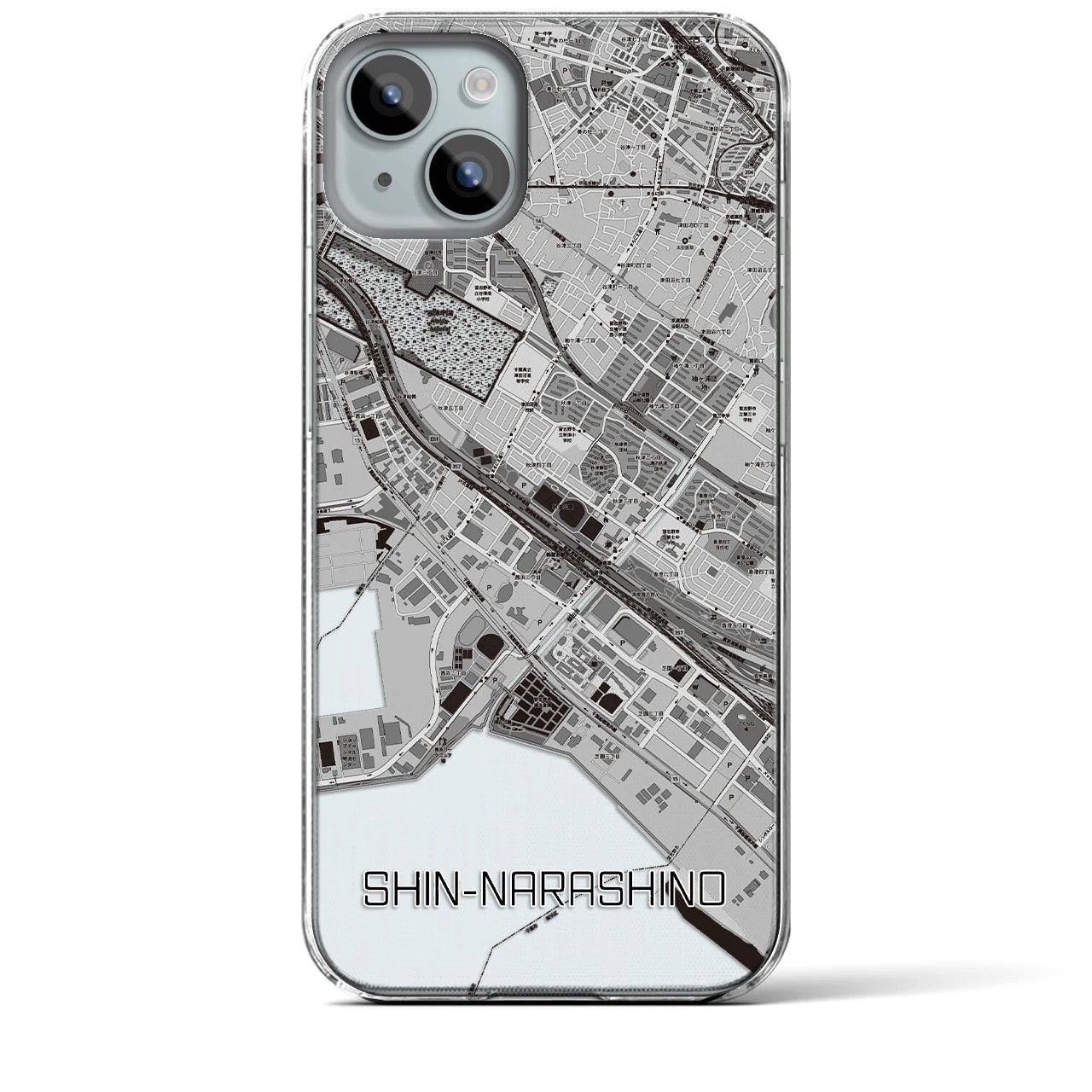 【新習志野(千葉県)】地図柄iPhoneケース(クリアタイプ)