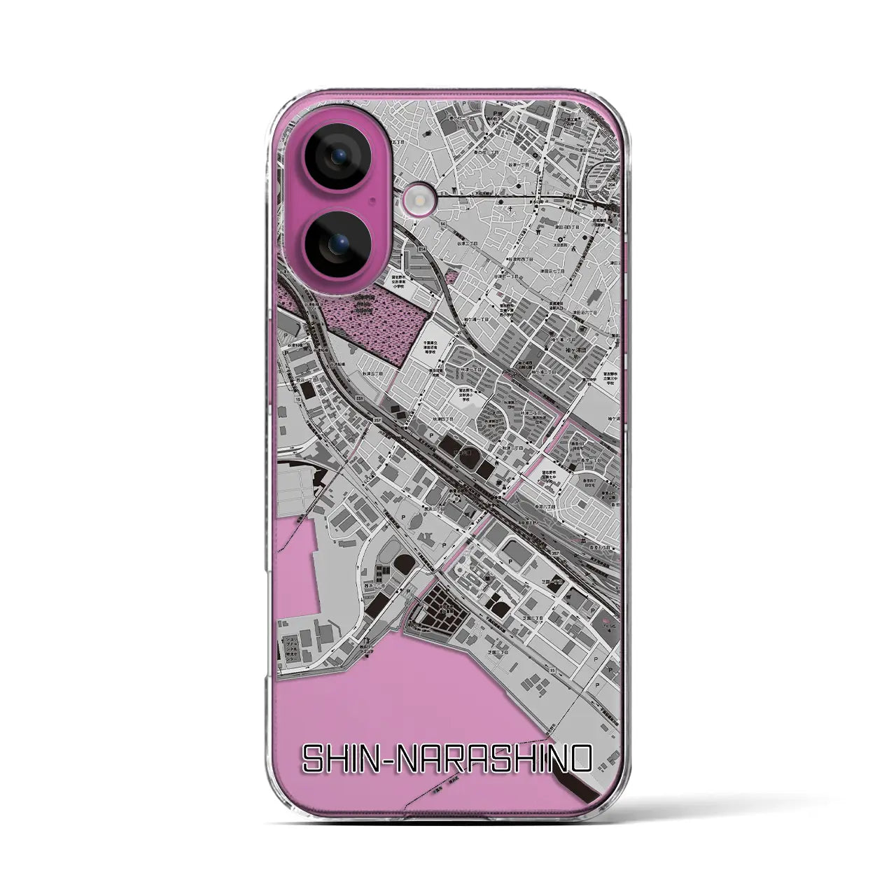【新習志野(千葉県)】地図柄iPhoneケース(クリアタイプ)