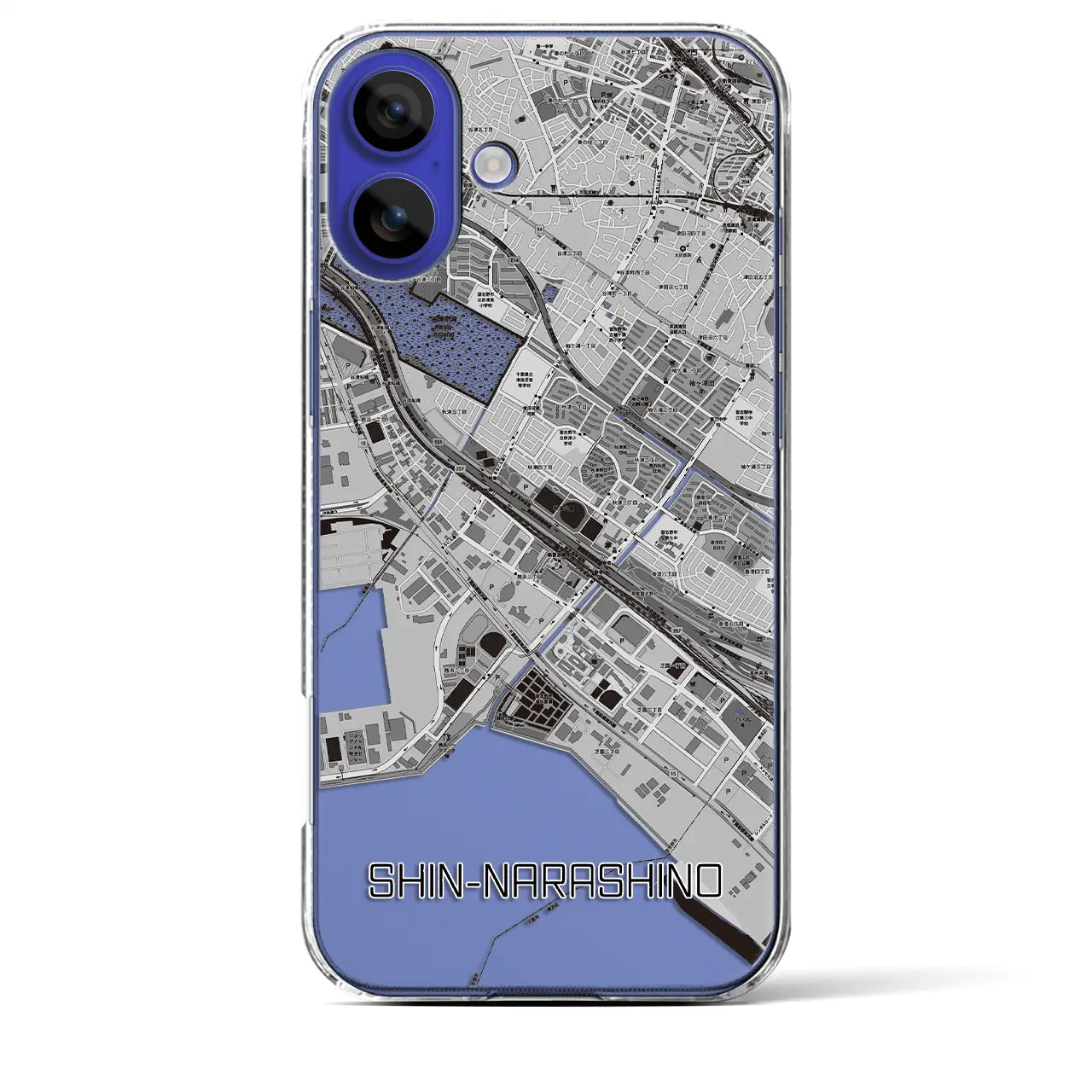 【新習志野(千葉県)】地図柄iPhoneケース(クリアタイプ)