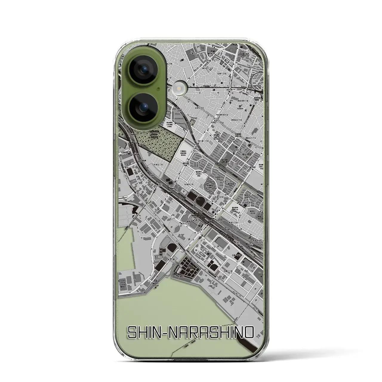 【新習志野(千葉県)】地図柄iPhoneケース(クリアタイプ)モノトーン・iPhone 17 Pro Max 用