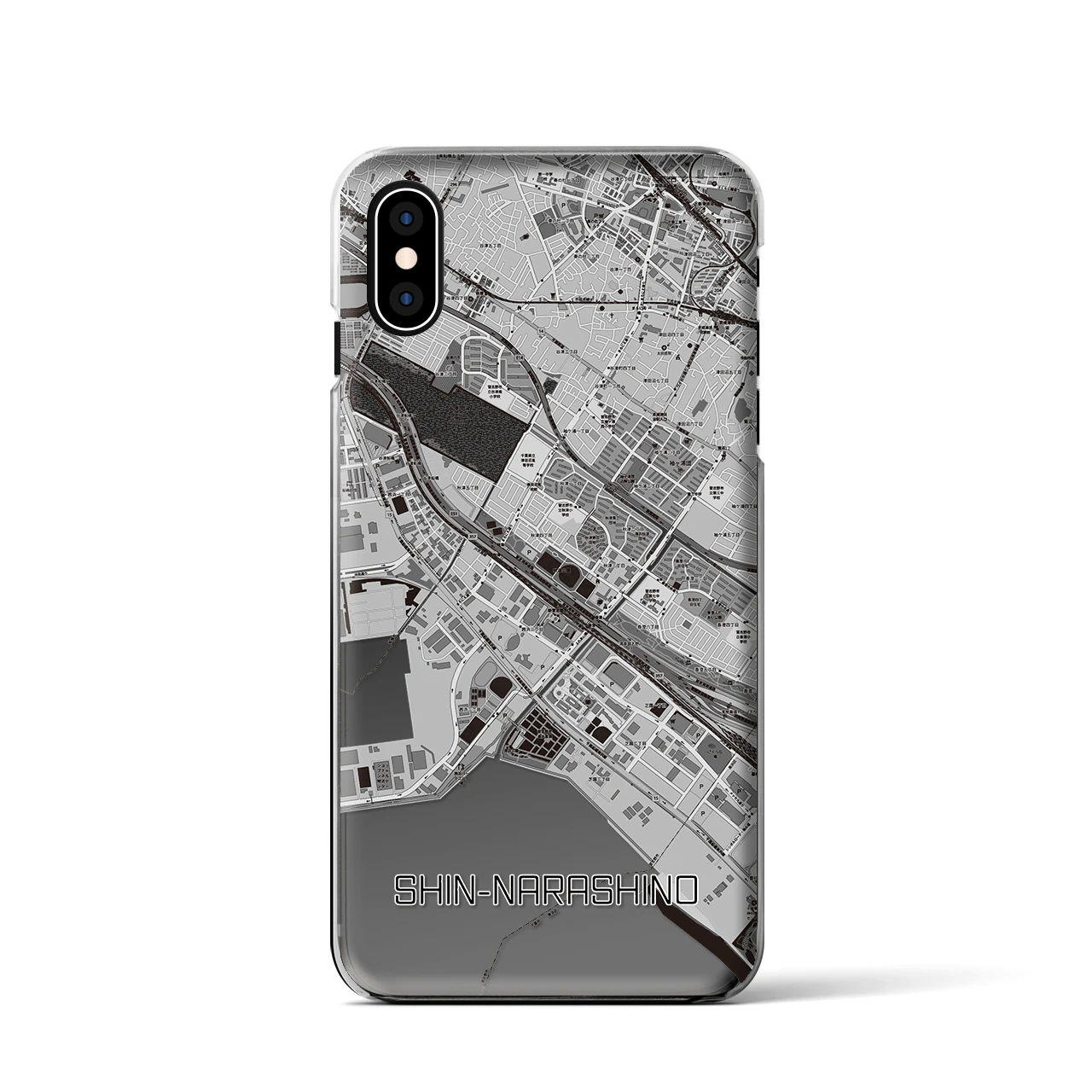 【新習志野(千葉県)】地図柄iPhoneケース(クリアタイプ)