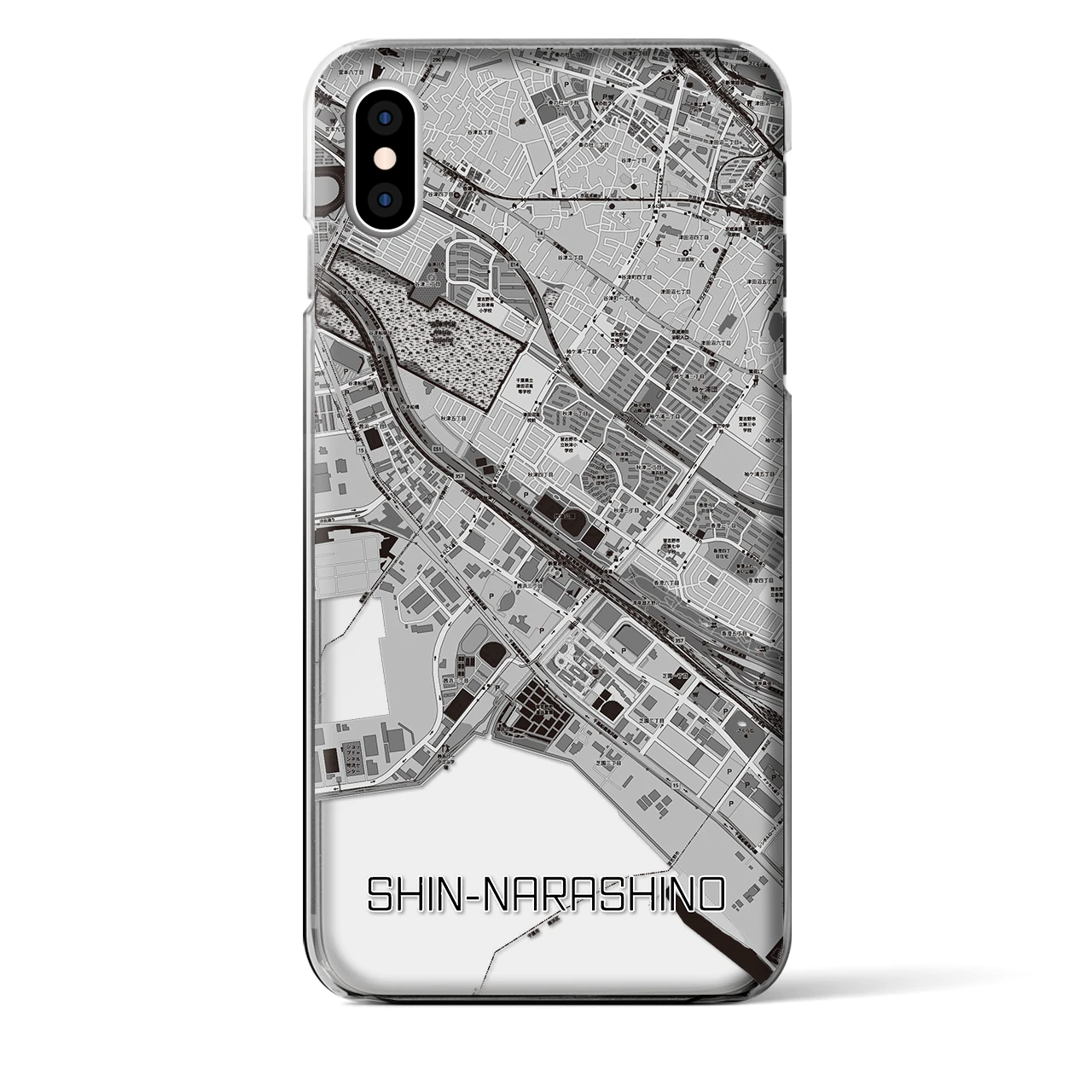 【新習志野(千葉県)】地図柄iPhoneケース(クリアタイプ)