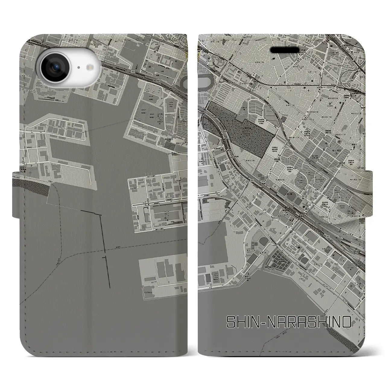 【新習志野(千葉県)】地図柄iPhoneケース(手帳タイプ)