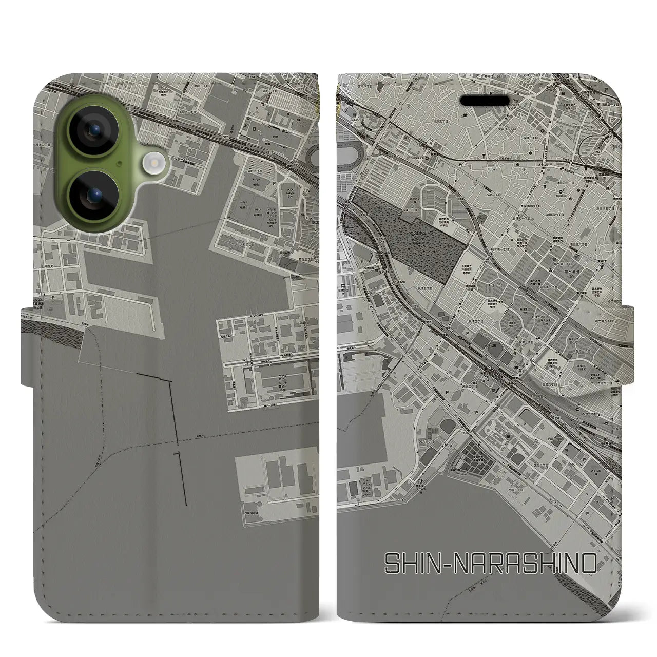 【新習志野(千葉県)】地図柄iPhoneケース(手帳タイプ)