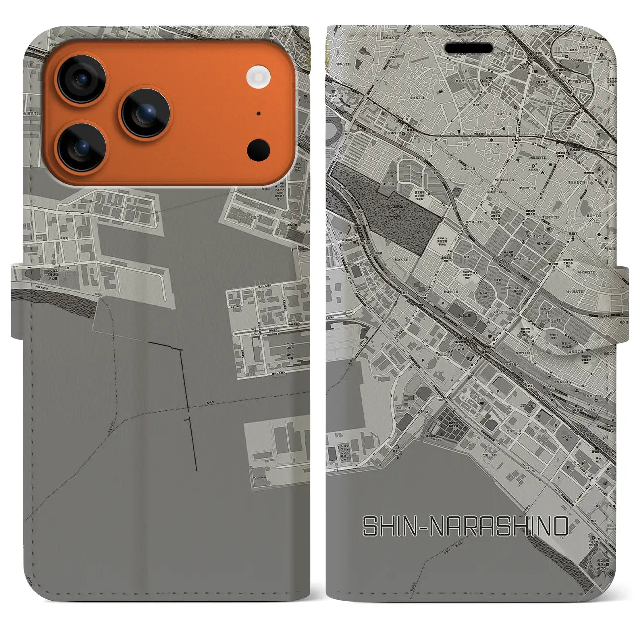 【新習志野(千葉県)】地図柄iPhoneケース(手帳タイプ)