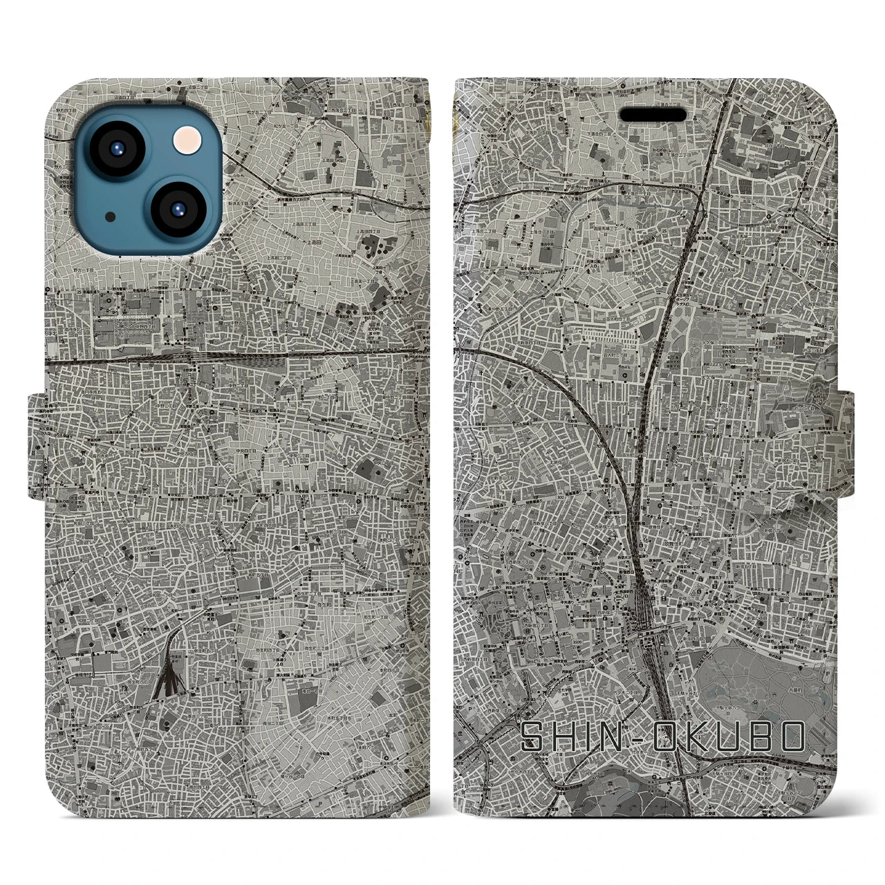 【新大久保(東京都)】地図柄iPhoneケース(手帳タイプ)