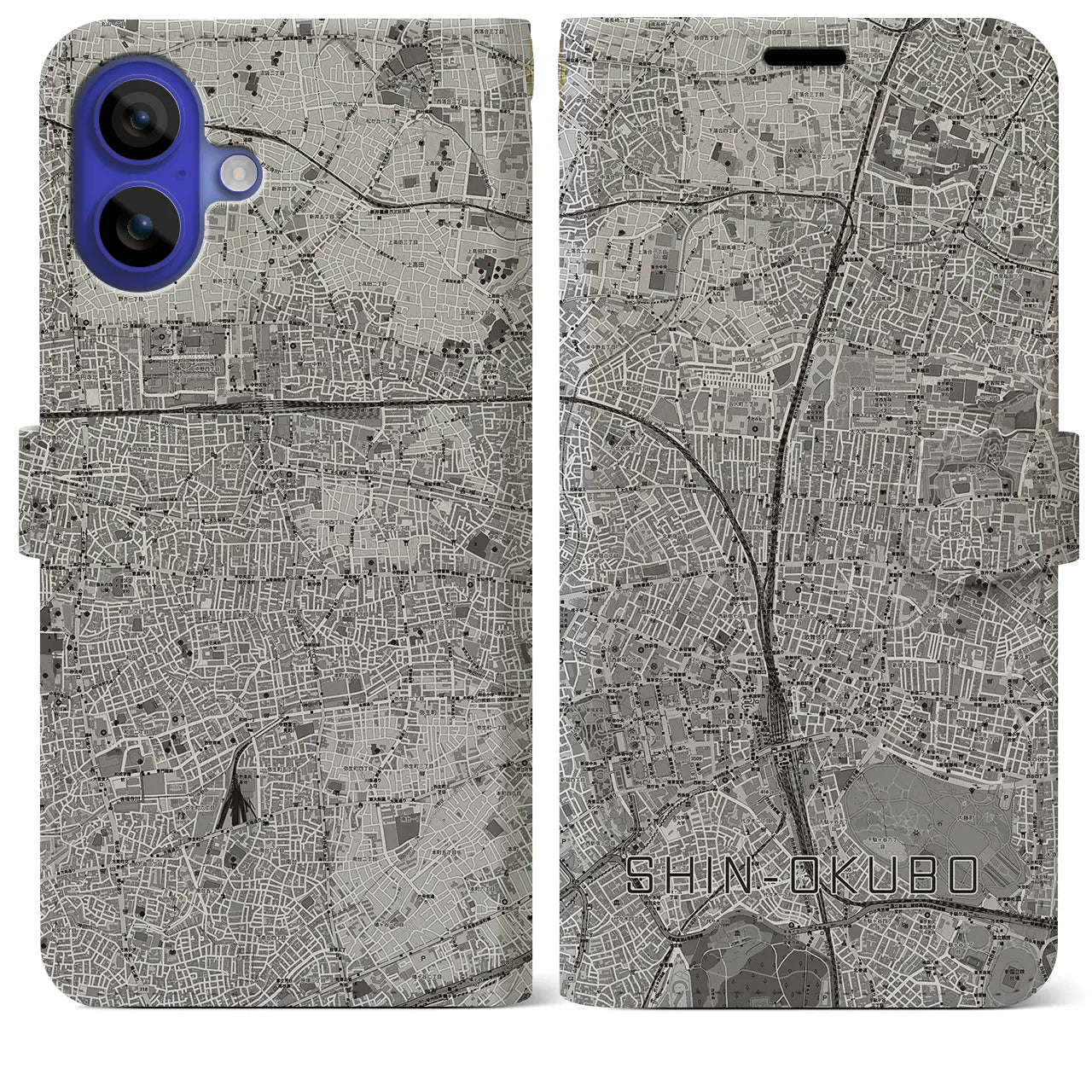 【新大久保(東京都)】地図柄iPhoneケース(手帳タイプ)
