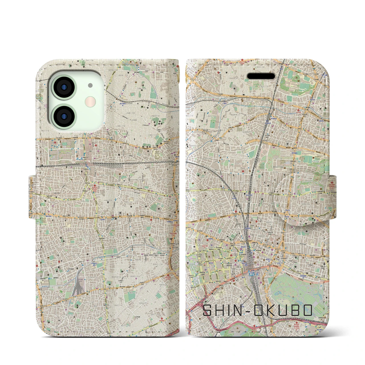 【新大久保(東京都)】地図柄iPhoneケース(手帳タイプ)