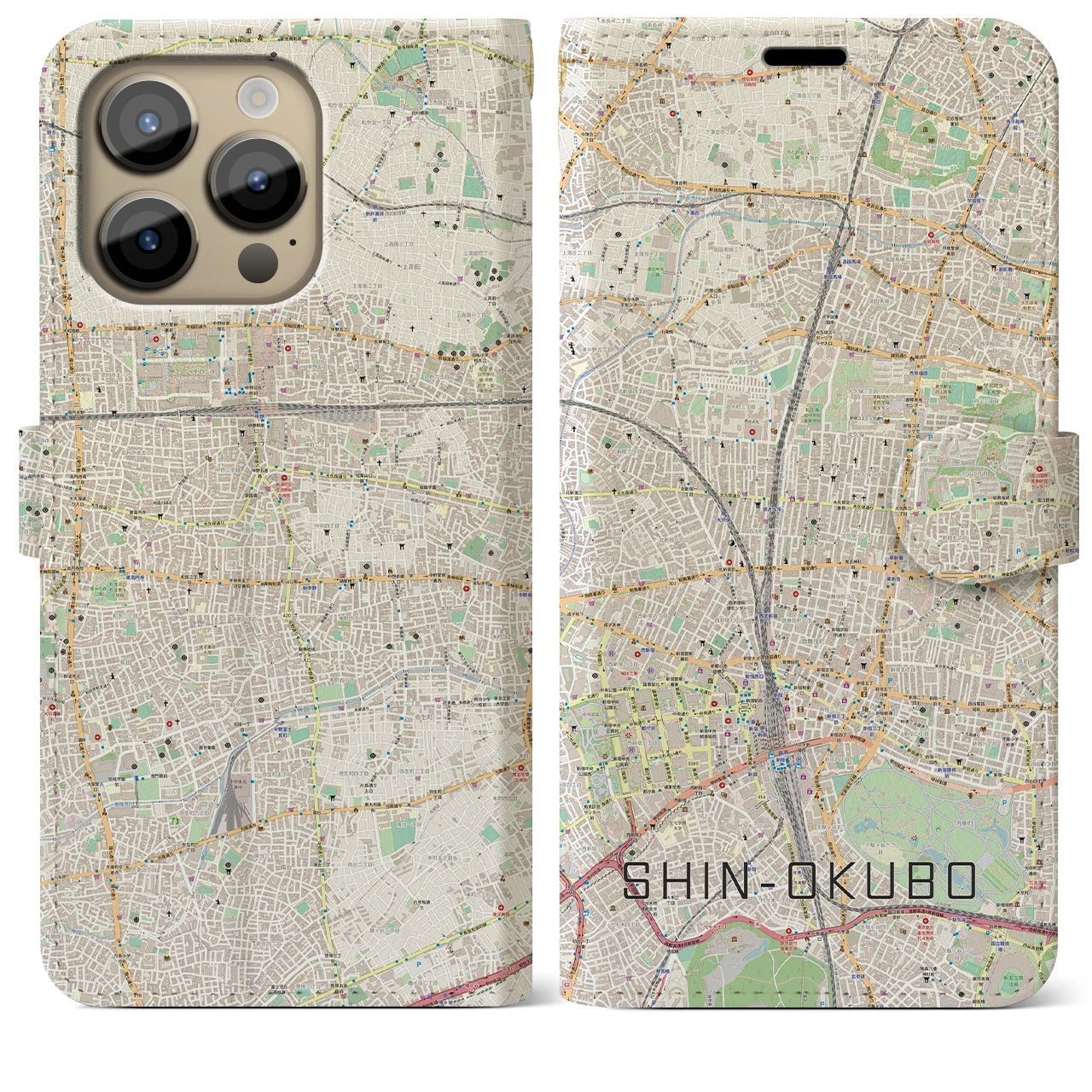 【新大久保(東京都)】地図柄iPhoneケース(手帳タイプ)