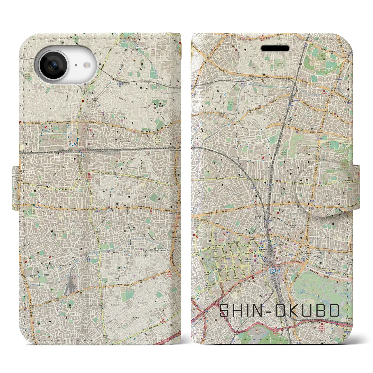 【新大久保(東京都)】地図柄iPhoneケース(手帳タイプ)