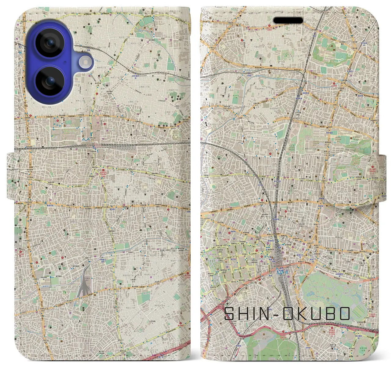 【新大久保(東京都)】地図柄iPhoneケース(手帳タイプ)