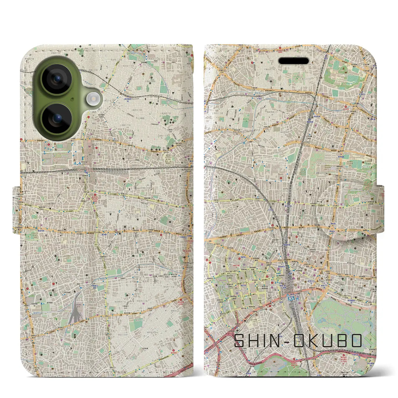 【新大久保(東京都)】地図柄iPhoneケース(手帳タイプ)