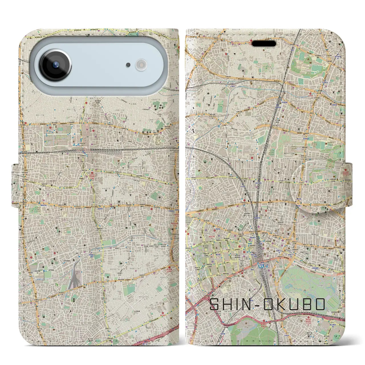 【新大久保(東京都)】地図柄iPhoneケース(手帳タイプ)