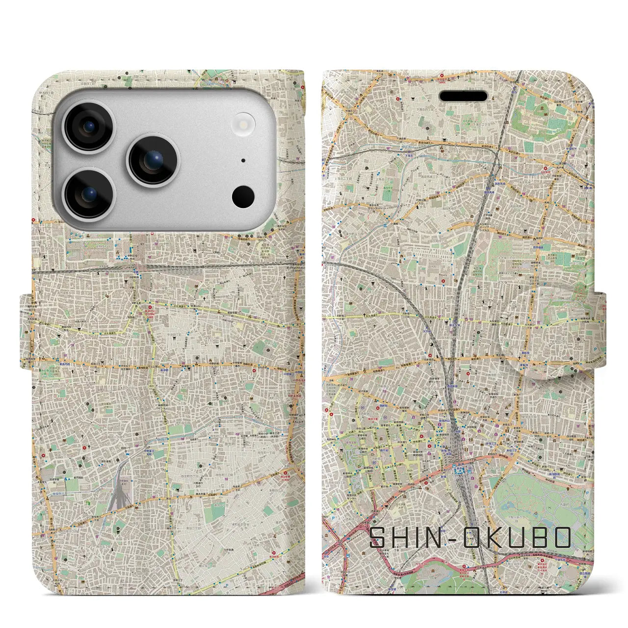 【新大久保(東京都)】地図柄iPhoneケース(手帳タイプ)