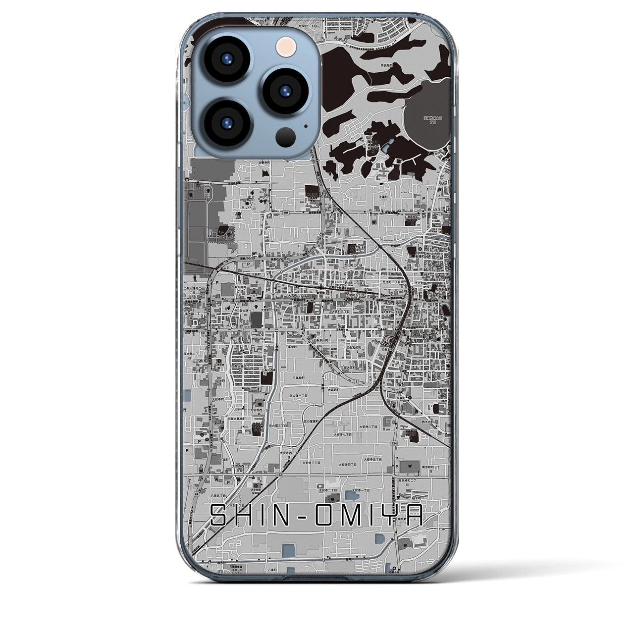 【新大宮(奈良県)】地図柄iPhoneケース(クリアタイプ)