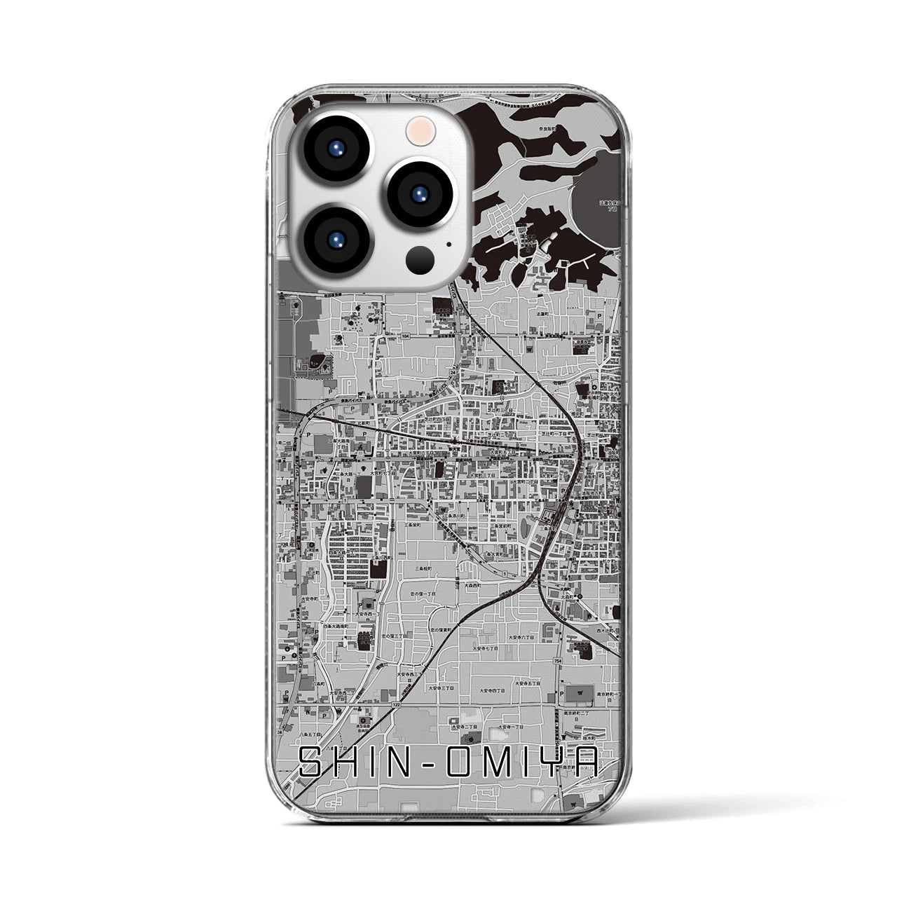 【新大宮(奈良県)】地図柄iPhoneケース(クリアタイプ)