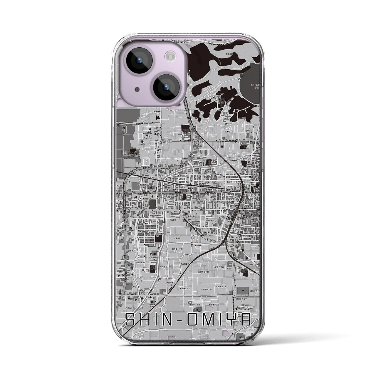 【新大宮(奈良県)】地図柄iPhoneケース(クリアタイプ)