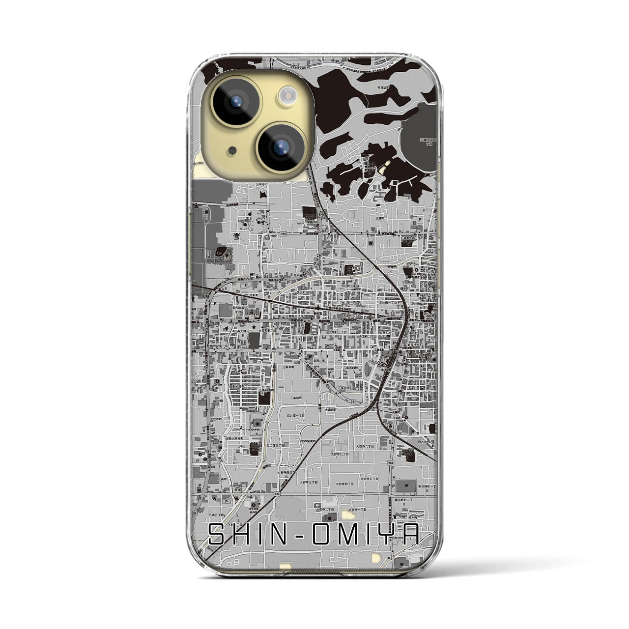 【新大宮(奈良県)】地図柄iPhoneケース(クリアタイプ)