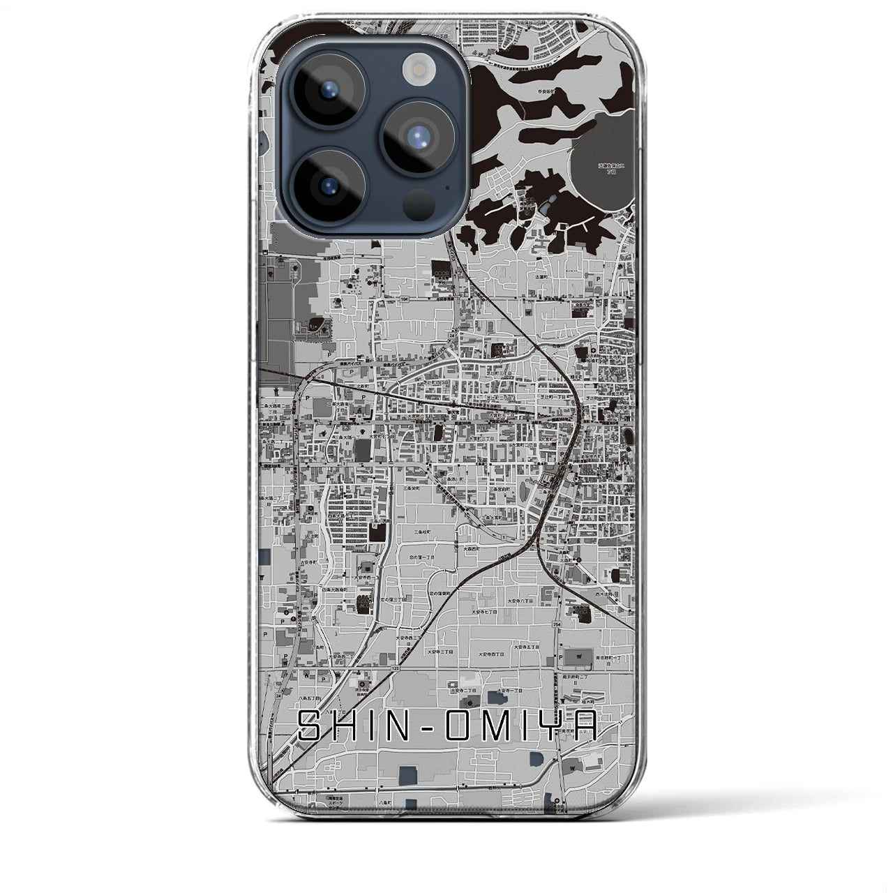 【新大宮(奈良県)】地図柄iPhoneケース(クリアタイプ)