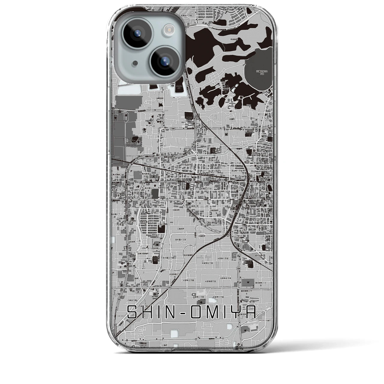 【新大宮(奈良県)】地図柄iPhoneケース(クリアタイプ)