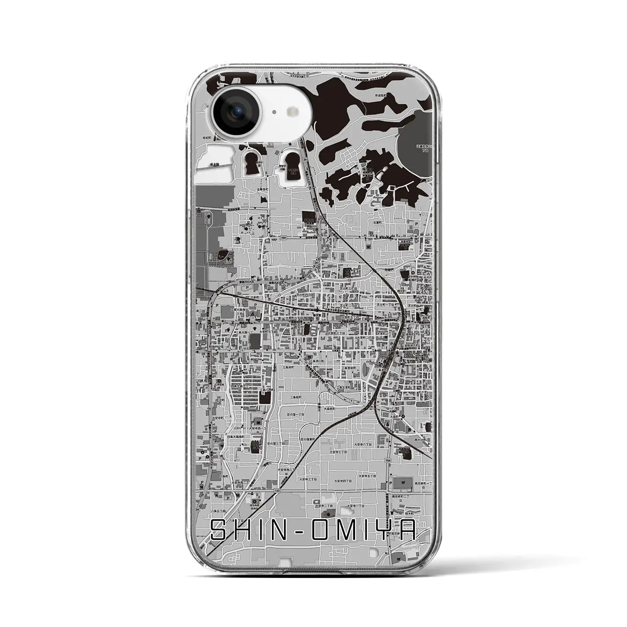 【新大宮(奈良県)】地図柄iPhoneケース(クリアタイプ)