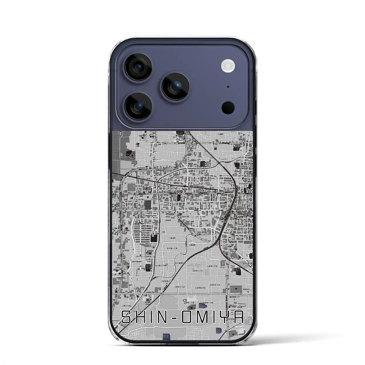 【新大宮(奈良県)】地図柄iPhoneケース(クリアタイプ)モノトーン・iPhone 17 Pro Max 用