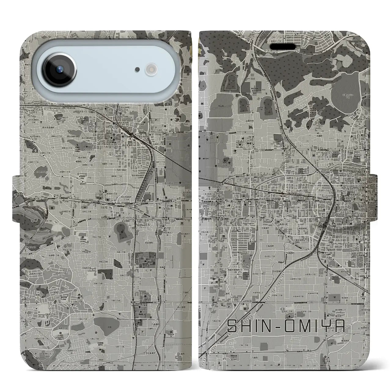 【新大宮(奈良県)】地図柄iPhoneケース(手帳タイプ)