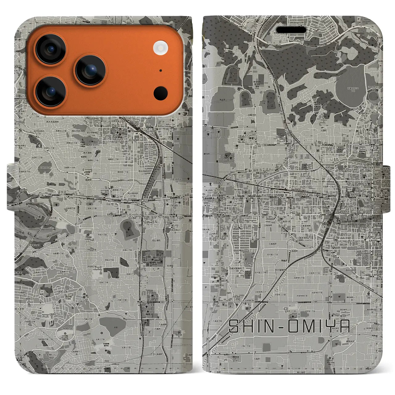 【新大宮(奈良県)】地図柄iPhoneケース(手帳タイプ)