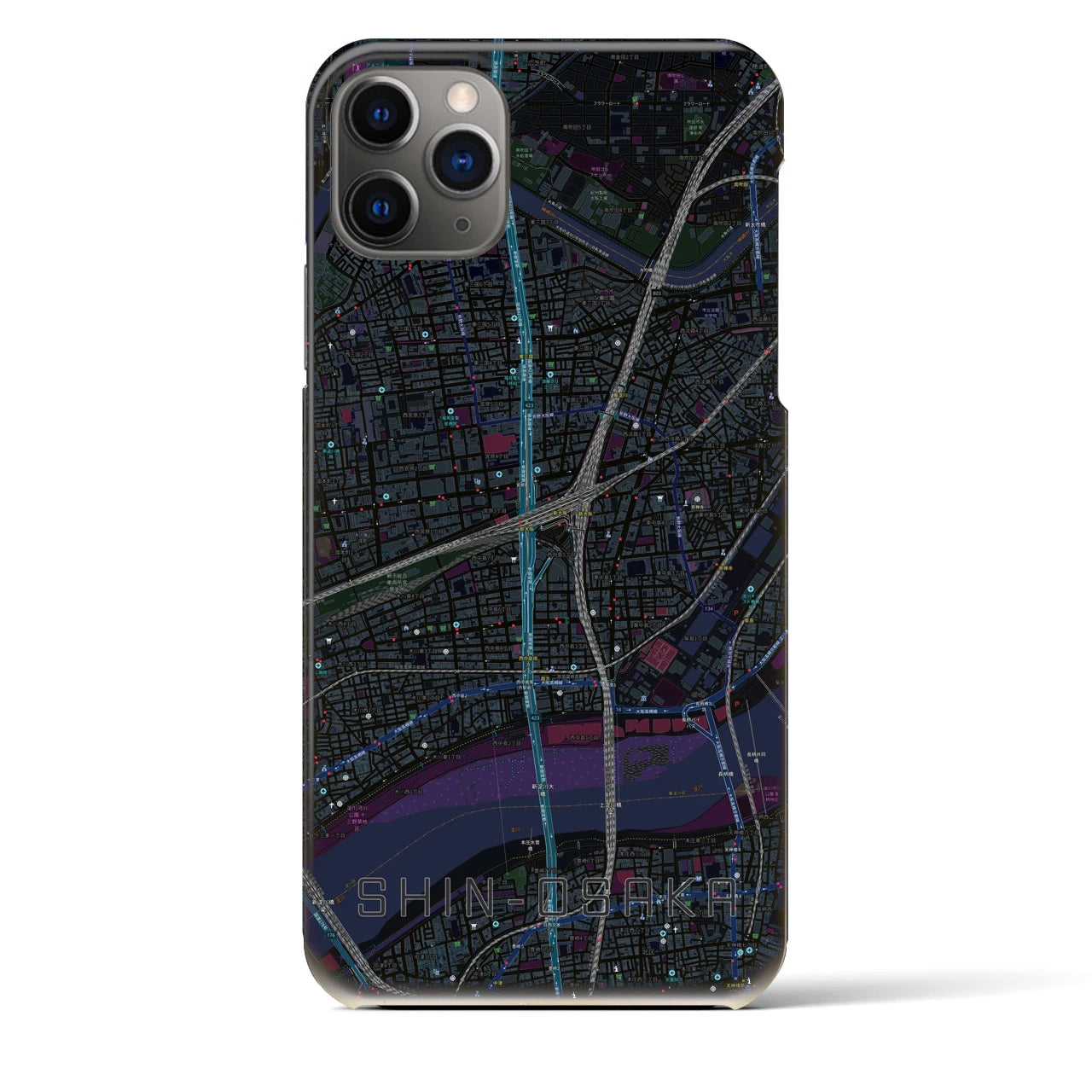 【新大阪(大阪府)】地図柄iPhoneケース(バックカバータイプ)