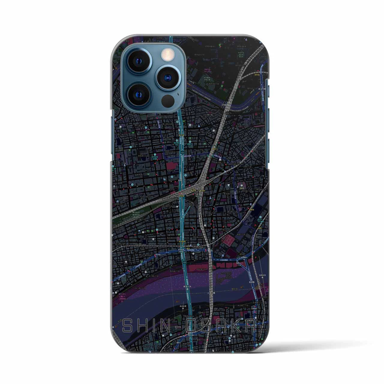 【新大阪(大阪府)】地図柄iPhoneケース(バックカバータイプ)