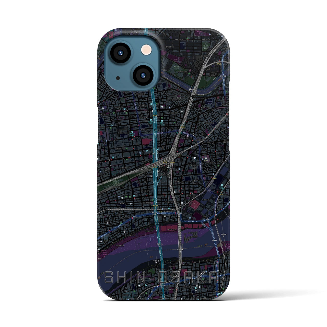【新大阪(大阪府)】地図柄iPhoneケース(バックカバータイプ)