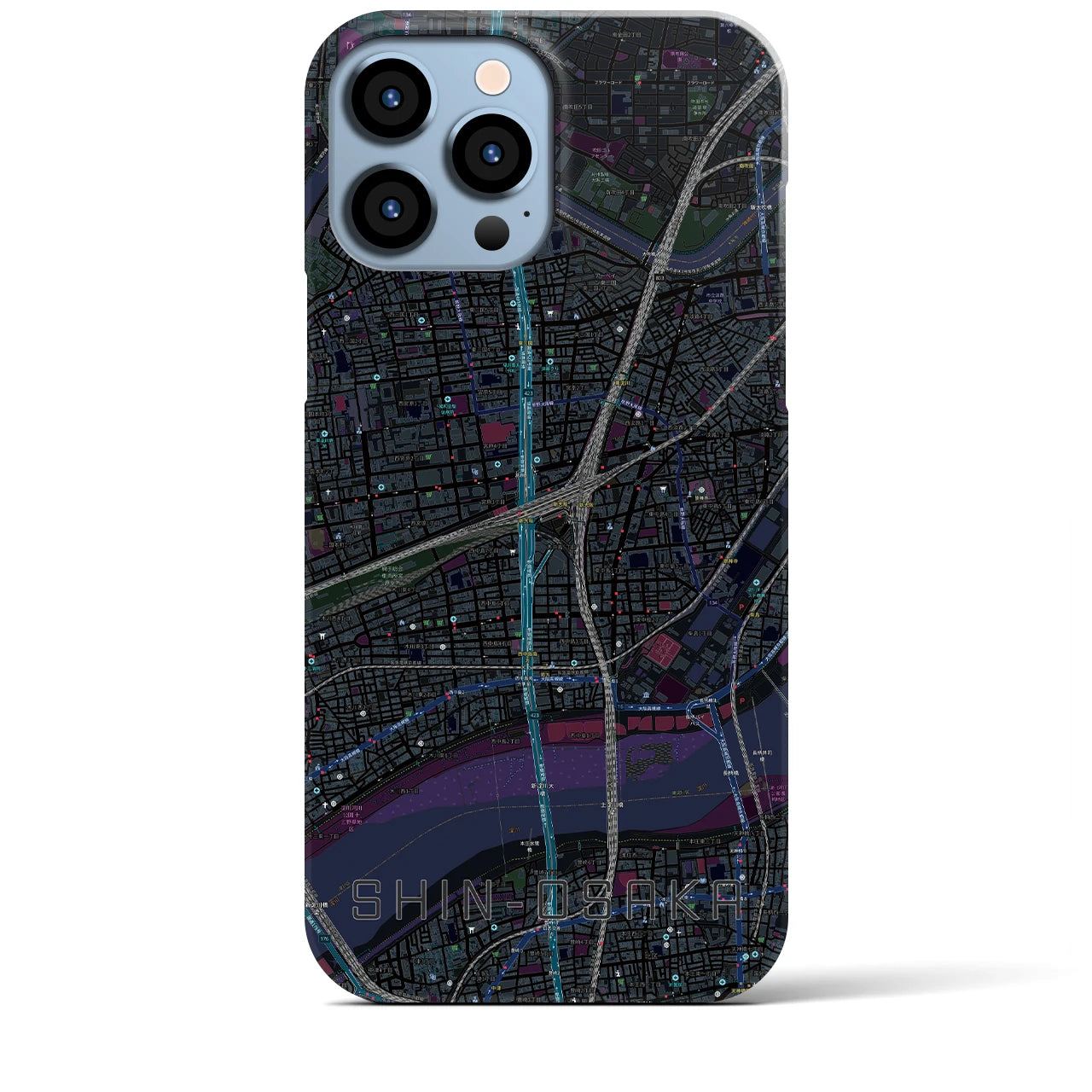 【新大阪(大阪府)】地図柄iPhoneケース(バックカバータイプ)