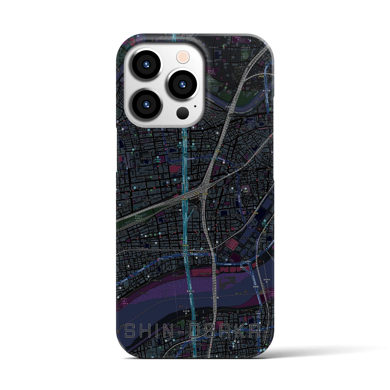 【新大阪(大阪府)】地図柄iPhoneケース(バックカバータイプ)