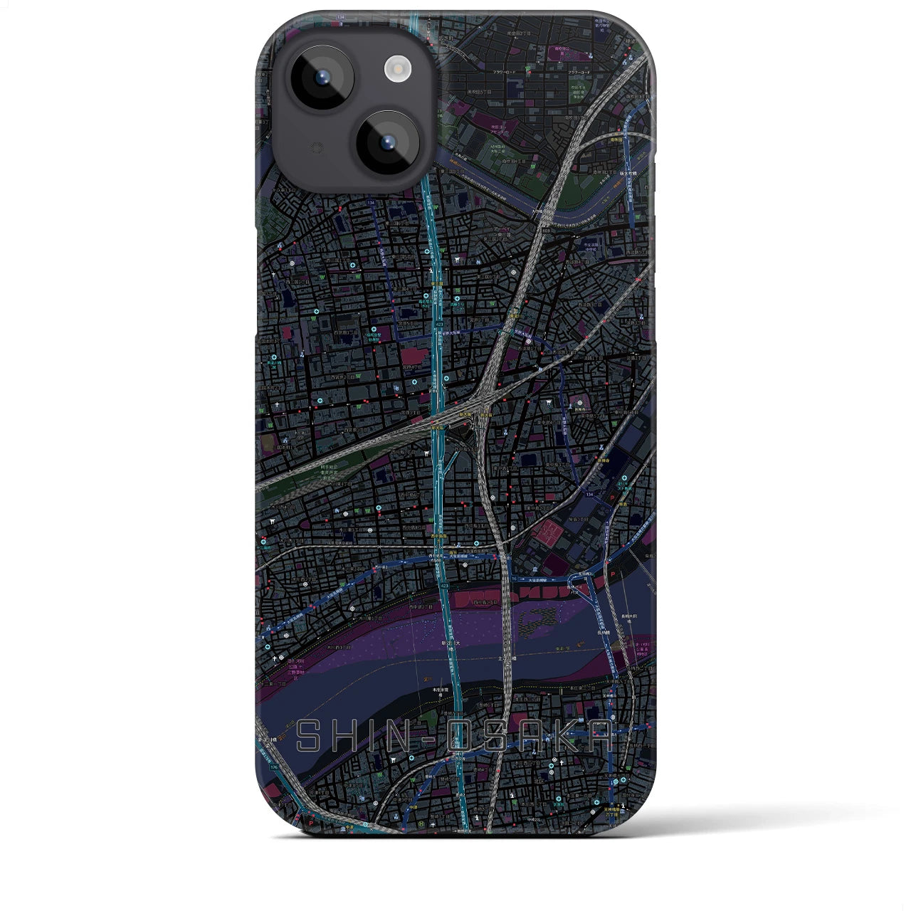 【新大阪(大阪府)】地図柄iPhoneケース(バックカバータイプ)