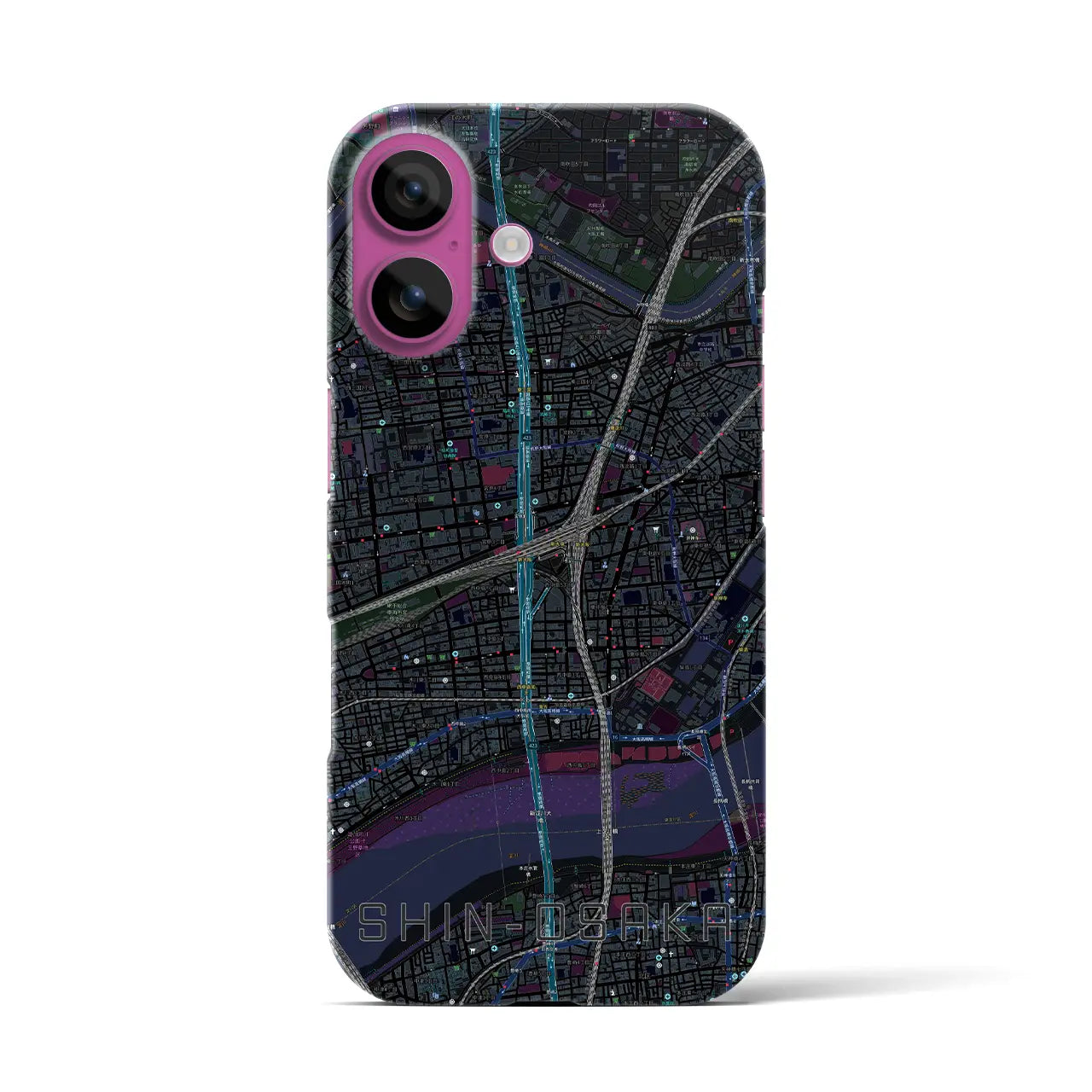 【新大阪(大阪府)】地図柄iPhoneケース(バックカバータイプ)