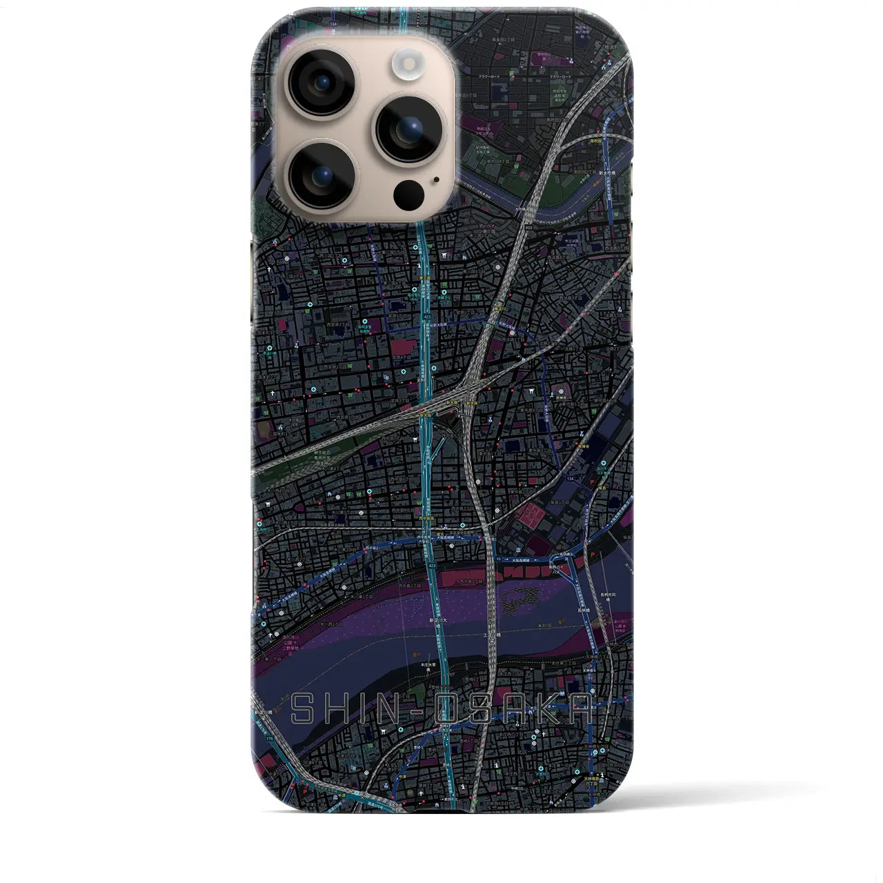 【新大阪(大阪府)】地図柄iPhoneケース(バックカバータイプ)