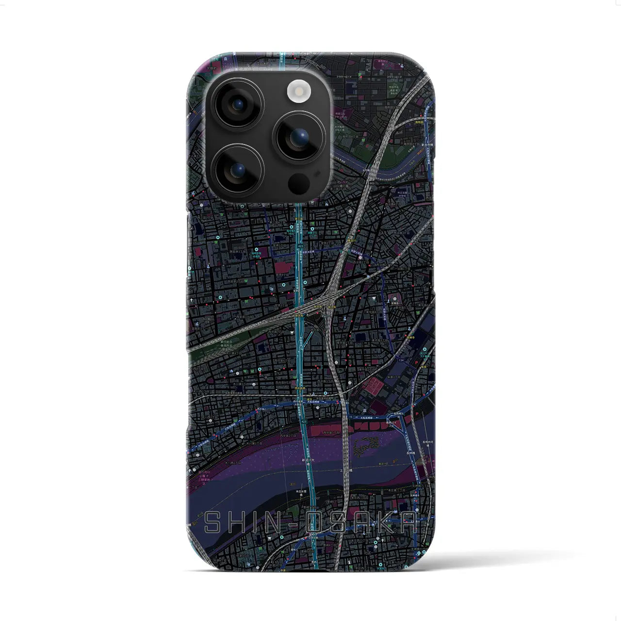 【新大阪(大阪府)】地図柄iPhoneケース(バックカバータイプ)