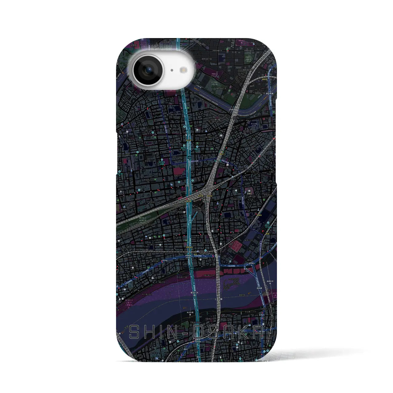 【新大阪(大阪府)】地図柄iPhoneケース(バックカバータイプ)