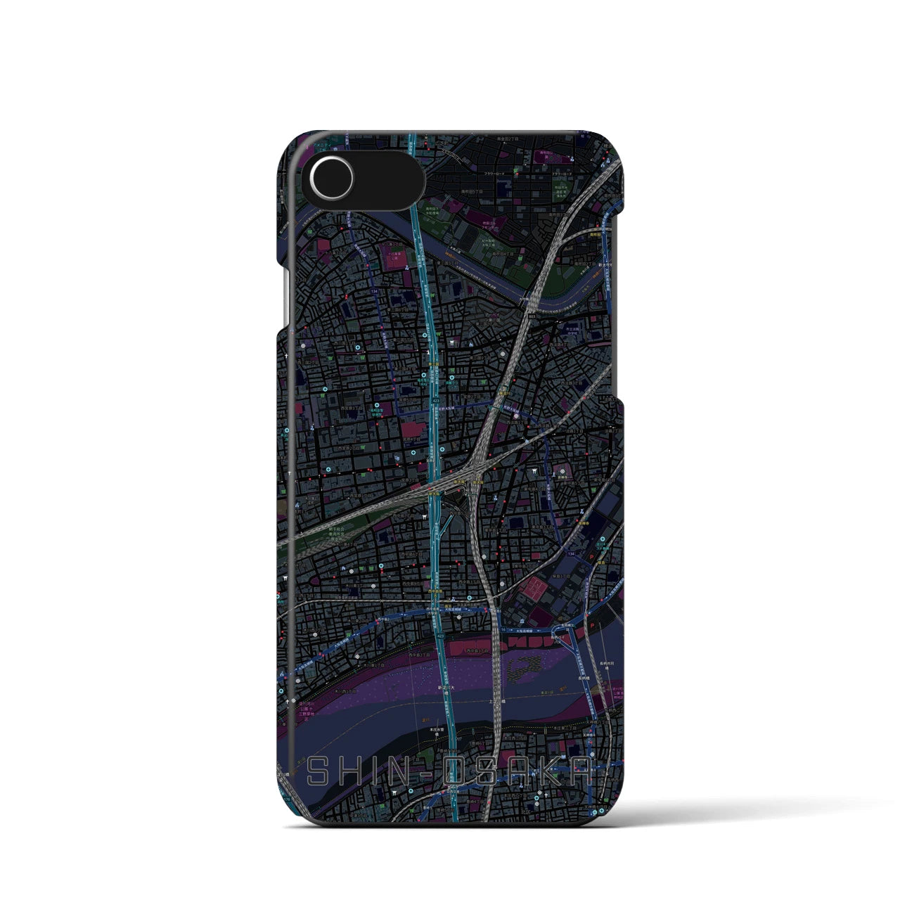 【新大阪(大阪府)】地図柄iPhoneケース(バックカバータイプ)