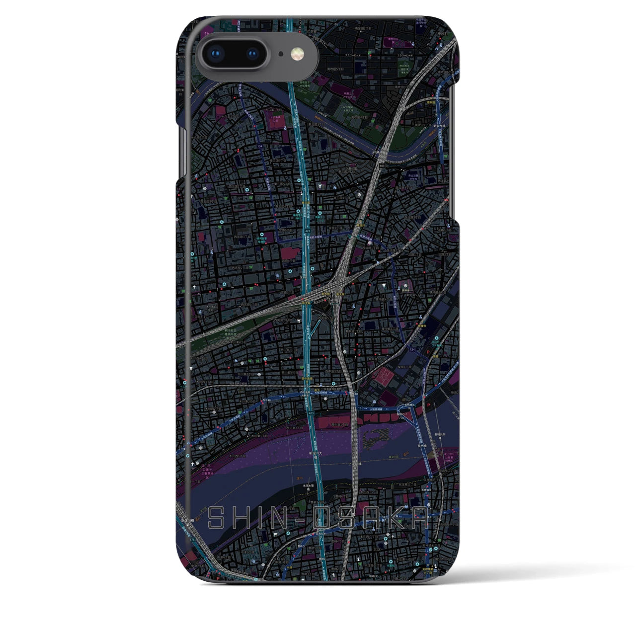 【新大阪(大阪府)】地図柄iPhoneケース(バックカバータイプ)